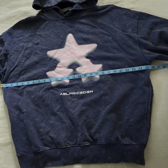 Aelfric Eden Blue and Pink Star Slouchy Hoodie Womens Small Medium Oversized